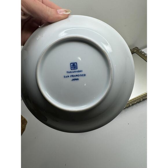 Vintage Takahashi San Francisco Porcelain Chinoiserie Bowl and Metal Stand - Picture 4 of 9